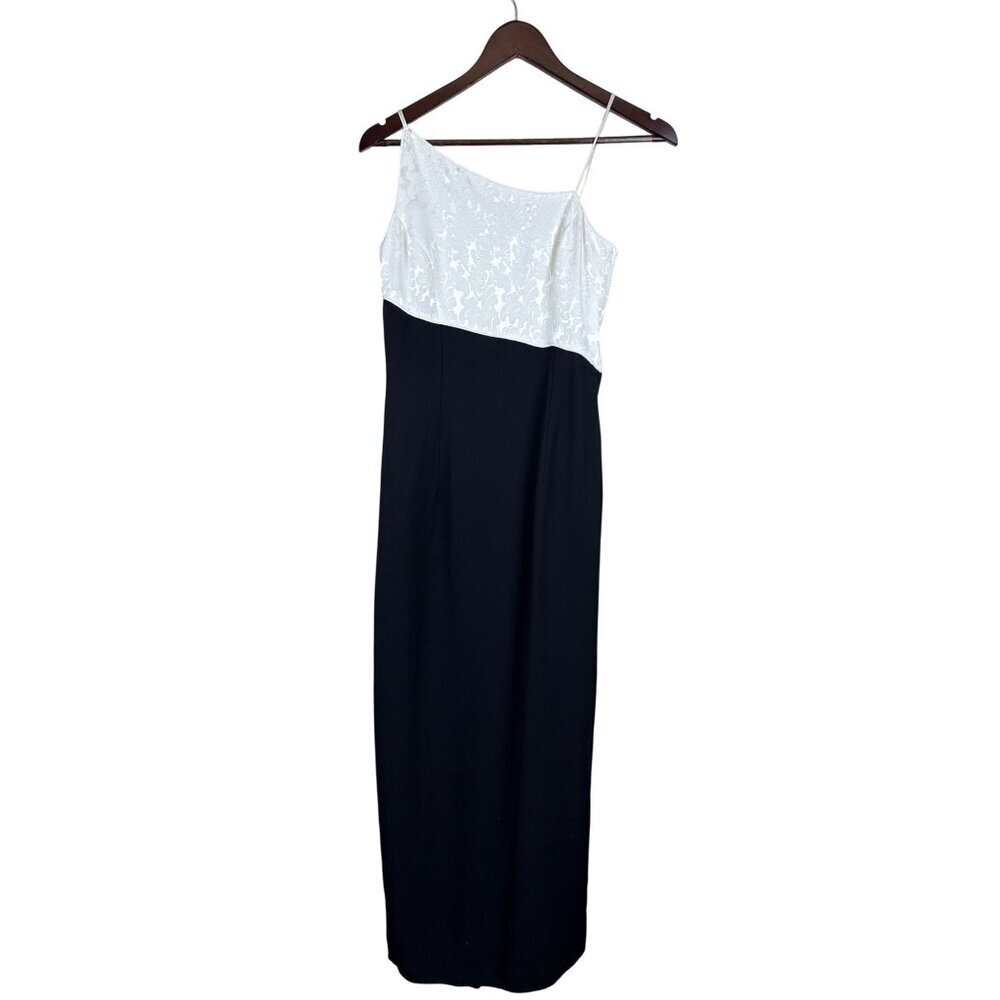 Scott McClintock Women's Dress Vintage Black White One Shoulder Gown Size 4 USA - Picture 1 of 10